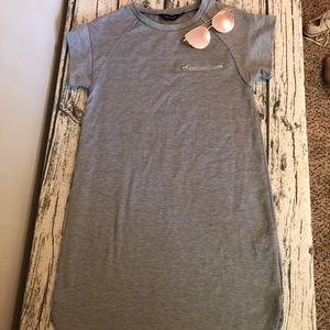 Gray Shift Dress with Rounded Hem